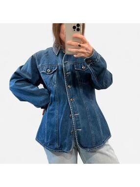Vintage 90’s Denim Jacket Fitted Western Blue